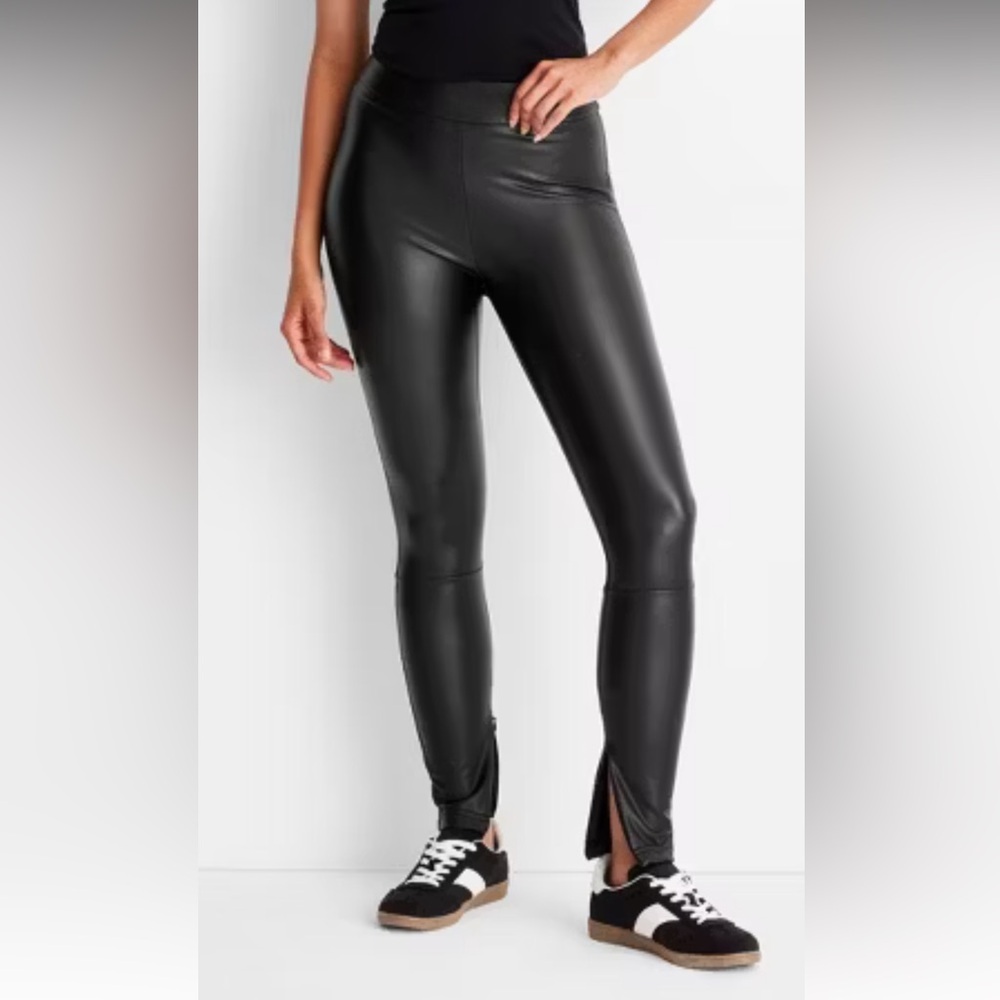 Women's High-Waisted Slim Fit Faux Leather Leggings